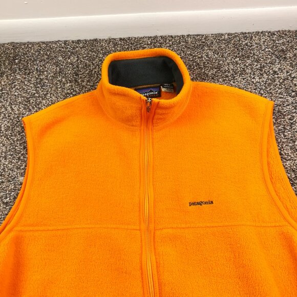 Vintage 1998 Patagonia Vest Synchilla Fleece Full Zip Orange Mens Large USA Made - Picture 2 of 11